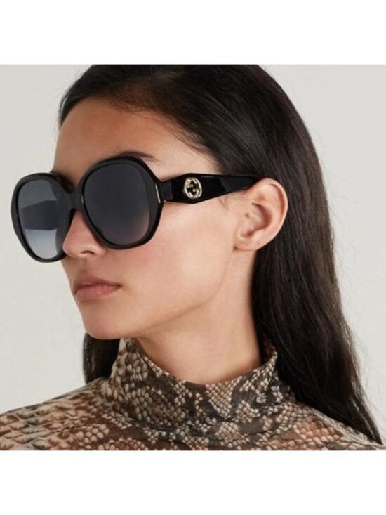 Gucci GG0796S 001 Women Sunglasses Black Square Frame, Grey Lenses main image 9
